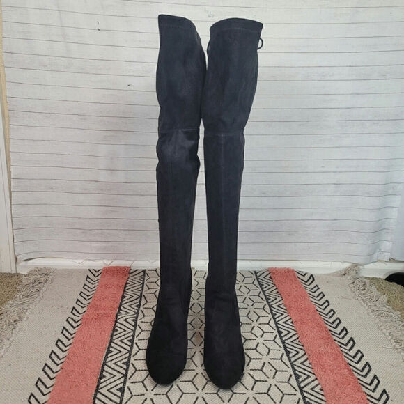 STEVE MADDEN "GORGEOUS" VEGAN SUEDE OVER THE KNEE BLACK BOOTS, sz 10 - Picture 2 of 16